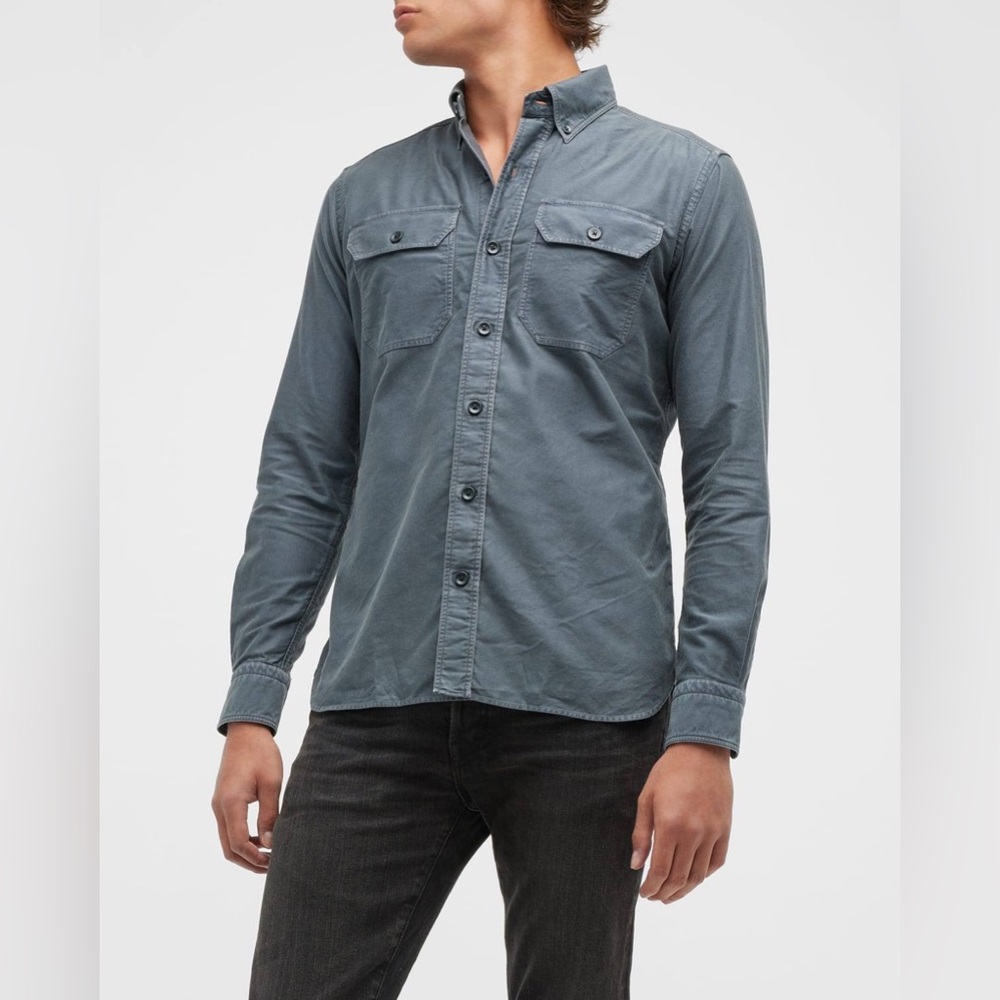 John Varvatos Grey Two Button Button Up Shirt - image 1